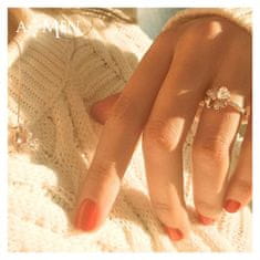 Amen Roza pozlačen srebrni prstan z cirkoni Love RQURR (Obseg 56 mm)
