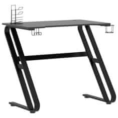 shumee Gaming miza z nogami ZZ-oblike črna 90x60x75 cm