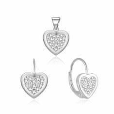 MOISS Romantičen srebrni komplet nakita Srce S0000272 (obesek, uhani)