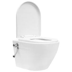 shumee Viseča WC školjka brez roba z bide funkcijo keramična bela