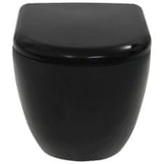 Greatstore Viseča WC školjka keramična črna
