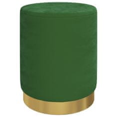 Greatstore Okrogel stolček s predalom za shranjevanje, zelen, oblazinjen z žametom
