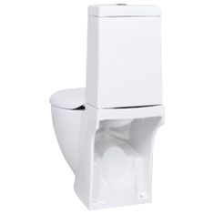 shumee Keramična WC školjka okrogla pretok vode spodaj bela