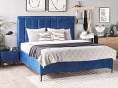 Beliani Žametno pohištvo za spalnico 180 x 200 cm modra SEZANNE