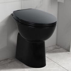 Greatstore Visoka WC školjka brez roba počasno zapiranje 7 cm višja črna