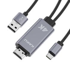 Kaku KSC-557 kabel USB - USB-C / HDMI 4K 1m, siva