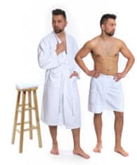 Interkontakt Komplet bela: kopalni plašč KIMONO + moški kilt za savno + kopalna brisača Kopalni plašč velikost S