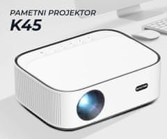 Byintek K45 prenosni LED projektor, Full HD, Android, WiFi, Bluetooth, 1 GB + 16 GB, bel - odprta embalaža