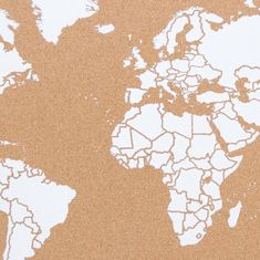 Alum online Stenski zemljevid sveta iz plute - naravni, bel XL