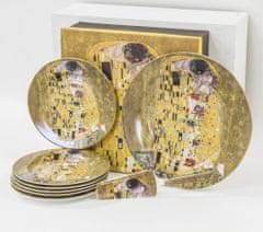 ZAKLADNICA DOBRIH I. komplet za pecivo iz parcelana v dekorju slike Poljub Gustava Klimta 