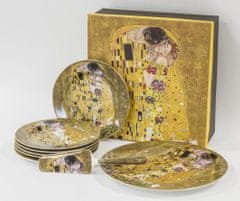 ZAKLADNICA DOBRIH I. komplet za pecivo iz parcelana v dekorju slike Poljub Gustava Klimta 