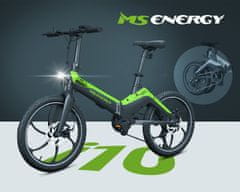 MS ENERGY i10 električno kolo, zložljivo, 250 W motor, 6 prestav Shimano, črno-zelen