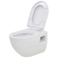 Greatstore Viseča WC školjka keramična bela