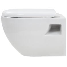 Greatstore Viseča WC školjka keramična bela