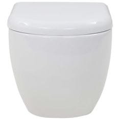 Greatstore Viseča WC školjka z vgradnim kotličkom keramika bela