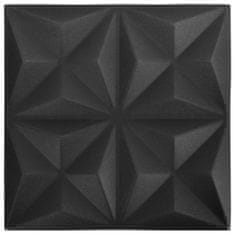 Vidaxl 3D stenski paneli 24 kosov 50x50 cm origami črni 6 m²