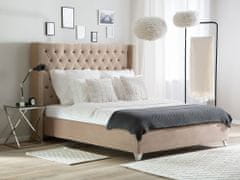 Beliani Bež oblazinjena postelja z okvirjem LUBBON 160 x 200 cm