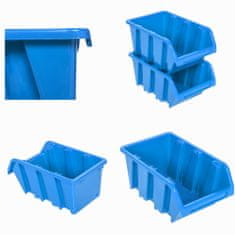 botle Stenska plošča za orodje 156 x 78 cm z 39 kos Škatla viseče Modra škatle s kompletom držal plastika