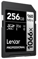Lexar SDXC spominska kartica, 256 GB, UHS-I, V30 (R:160/W:120MB/s)