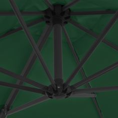 Greatstore Previsni senčnik z jeklenim drogom 250x250 cm zelen