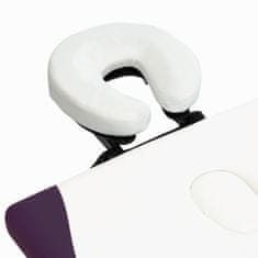 Greatstore 2-conska zložljiva masažna miza aluminij bela in vijolična