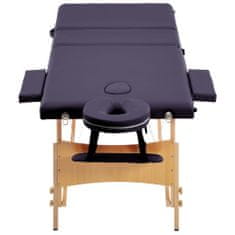 Greatstore Zložljiva masažna miza 3-conska les vijolična