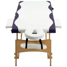 shumee Zložljiva masažna miza 2-conska les bela in vijolična