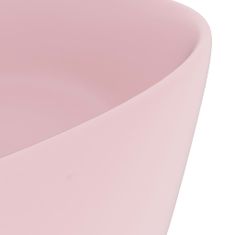 shumee Razkošen umivalnik okrogel mat roza 40x15 cm keramičen
