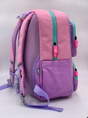 Klarion Praktična roza ergonomska šolska torba Alica + peresnica