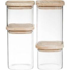 Northix 4 stekleni kozarci za zlaganje z lesenimi pokrovi 
