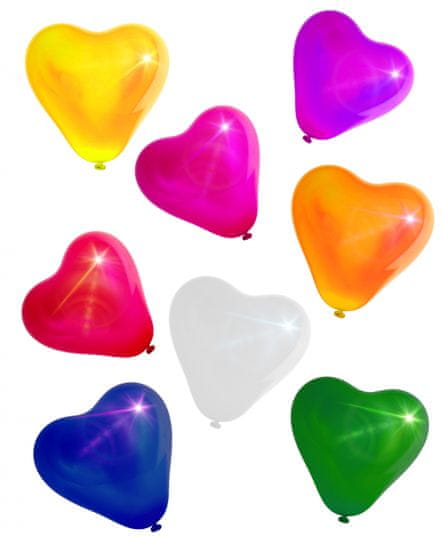 Aga4Kids Lateks balon Srce z LED mešanico barv 25 cm