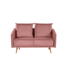 Beliani Žametni 2-sedežni kavč roza MAURA