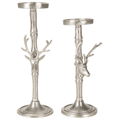 Beliani Komplet 2 kovinskih svečnikov srebro TIKAL