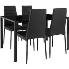 tectake Komplet jedilne mize in stolov Berlin 4+1 Črna