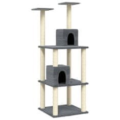 shumee Praskalnik za mačke s sisalovimi stebri, temno siv, 141 cm