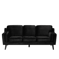 Beliani Eleganten črn oblazinjen kavč za 3 osebe LOKKA