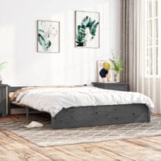 Greatstore Okvir za posteljo, siv, masivni les, 140 x 190 cm