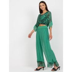ITALY MODA Ženske hlače iz svilenega blaga s širokimi nogavicami BROOK temno zelene DHJ-SP-20822.37_388855 Univerzalni