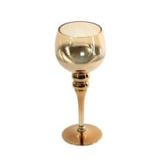 Eurofirany Stekleni dekorativni svečnik Cloe (Fi) 12X30 cm Zlata