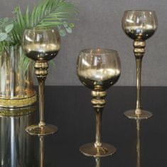 Eurofirany Stekleni dekorativni svečnik Cloe (Fi) 12X30 cm Zlata