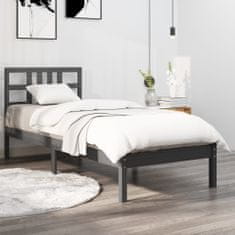 Greatstore Okvir za posteljo, siv, masivni les, 90x200 cm