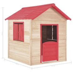 Greatstore Otroška igralna hišica iz lesa jelke rdeča