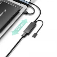 Ugreen USB podaljšek, možnost napajanja, 5m, črn (20826)