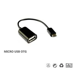 Northix Kabel USB na mikro USB - vgrajen adapter OTG - črn 