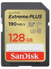 SanDisk Extreme Plus SDXC spominska kartica, 128 GB, UHS-I, C10, U3, V30
