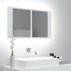 shumee LED kopalniška omarica z ogledalom bela 80x12x45 cm