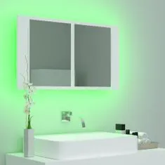 shumee LED kopalniška omarica z ogledalom bela 80x12x45 cm
