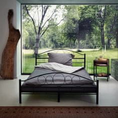 tectake Kovinski posteljni okvir »Umetnost« z letvenim dnom 200 x 140 cm, Črna/črna