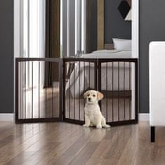 PAWHUT Pawhut Prenosna zložljiva varnostna ograja za pse in hišne ljubljenčke s 3 deli, 160x1,2x76 cm, rjava