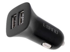L-BRNO Dvojni USB + TYPE C avtomobilski polnilec črne barve